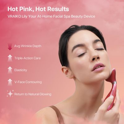 VRAIKO Lily Neck Face Massager, Face Sculpting Tool, 3-in-1 Facial Device with Thermal, Triple Action Care, for Enhanced Absorption Radiance Contouring Elasticity and Lymphatic Drainage (With Stand)