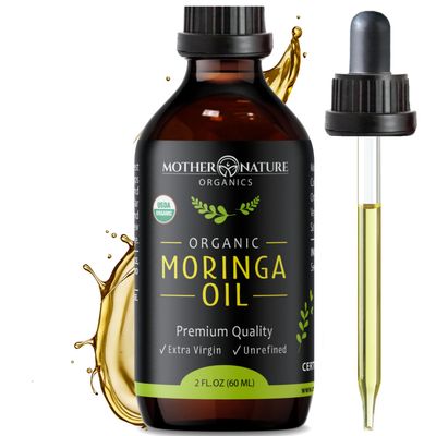 Moringa Oil - USDA Certified Organic, 100% Pure, Cold Pressed &amp; Unrefined Gluten Free Oil (2oz) - Natural Moisturizer for Skin, Face, Body &amp; Hair - Non-GMO &amp; Vegan