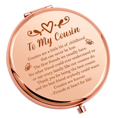 JNIAP Cousin Compact Mirror Cousin Gift for Women BFF Friendship Pocket Mirror Soul Sister Besties Gift Cousins are Forever