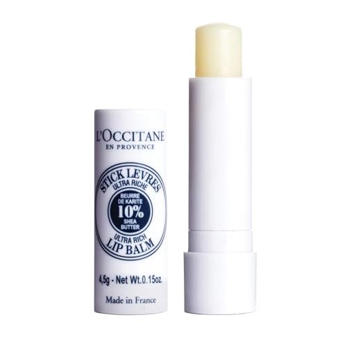 L&#39;OCCITANE Ultra-Rich 10% Shea Butter Nourishing Lip Balm Stick: Moisturize Dry Lips, Twist Up, Softening, With Beeswax and Castor Oil, Silicone-Free