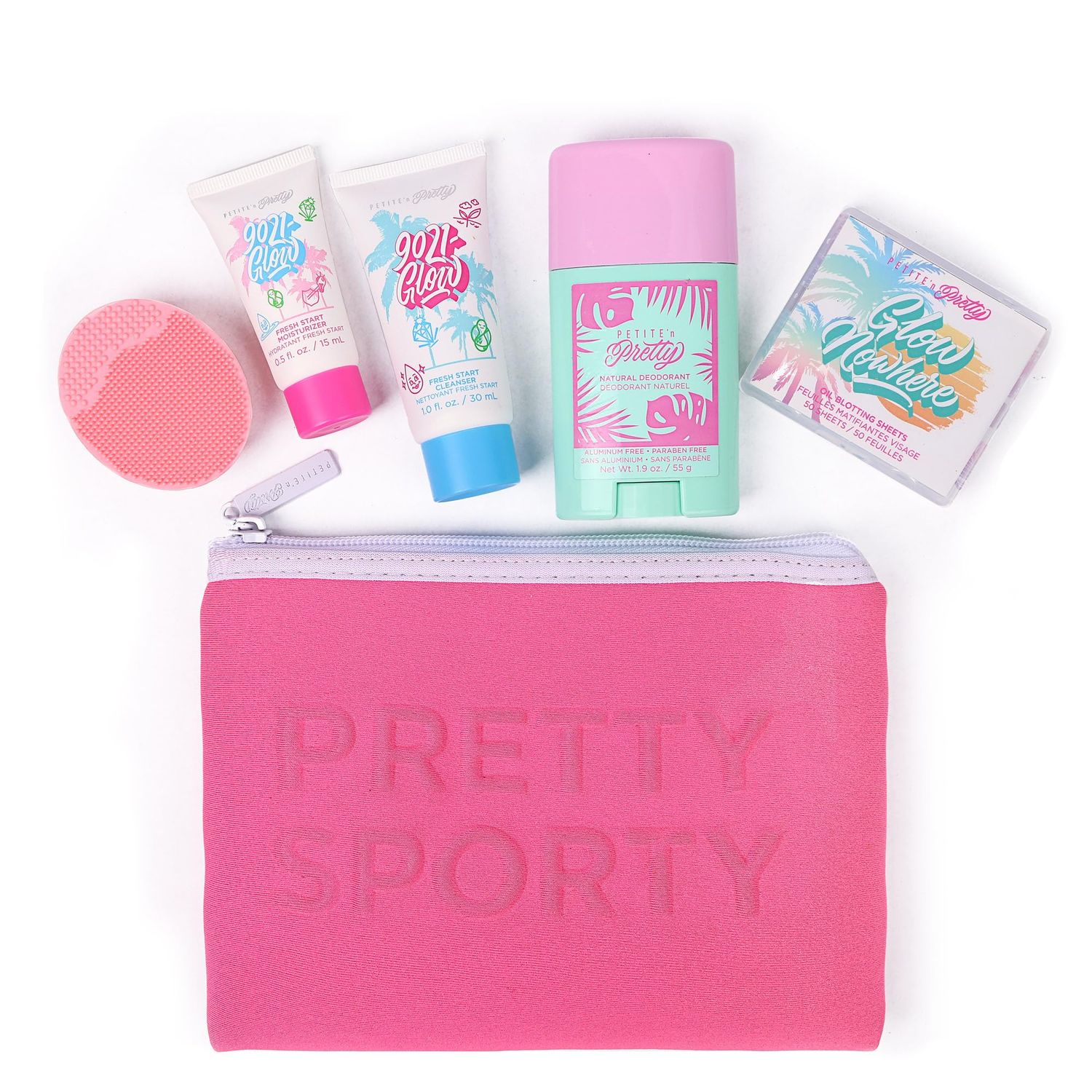 Petite N Pretty Sporty Set for Kids, Teens and Tweens - Skin Care Kit of Cleanser,Moisturizer, 50 pcs of Oil Blotting Sheets, and Natural Deodorant - Travel Essentials for Fresh &amp; Glowing Skin