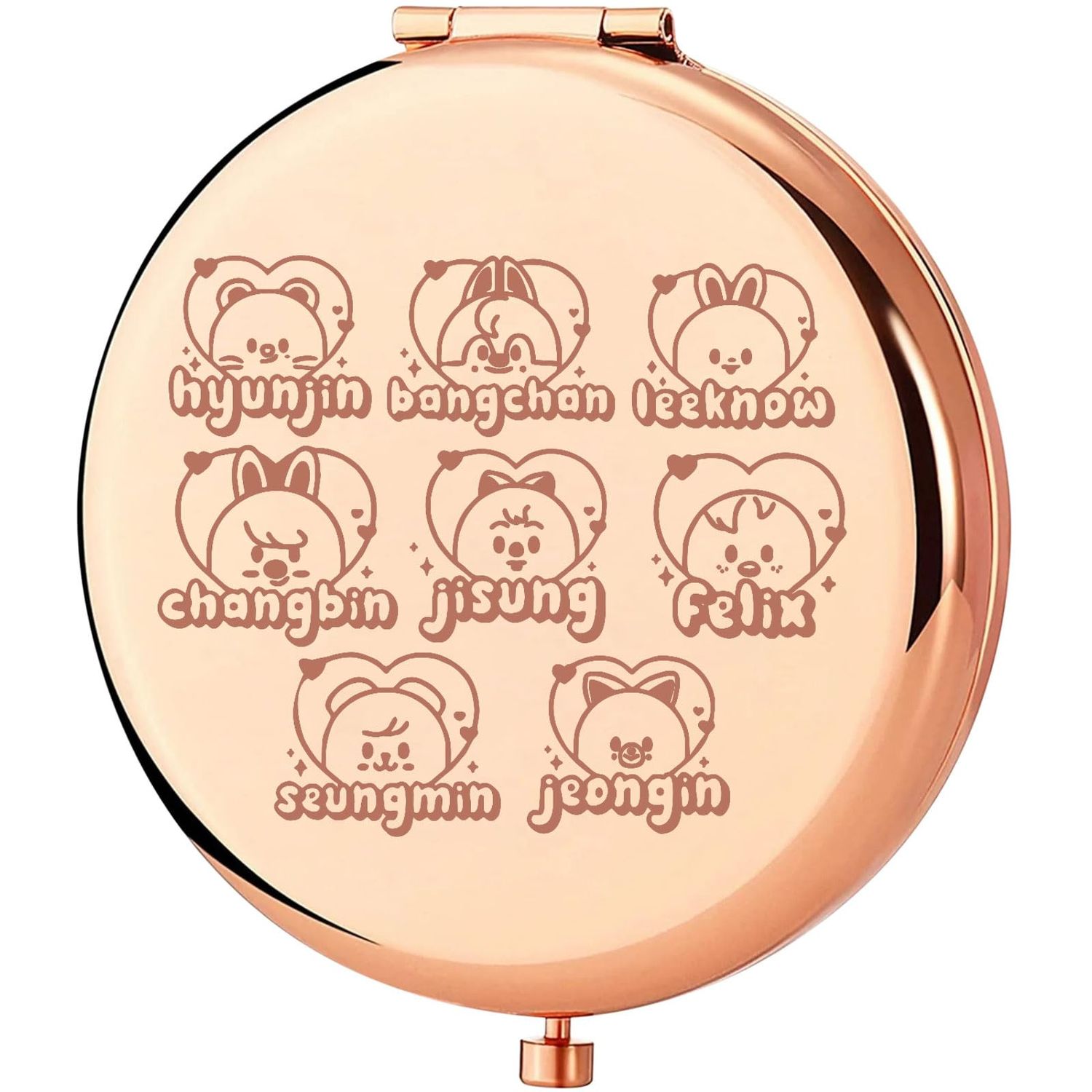 KEYCHIN SKZ K-Pop Pocket Mirror Korean Boy Band Fans Gifts K-Pop Group Members Compact Makeup Mirror (K-Pop Hyunjin)