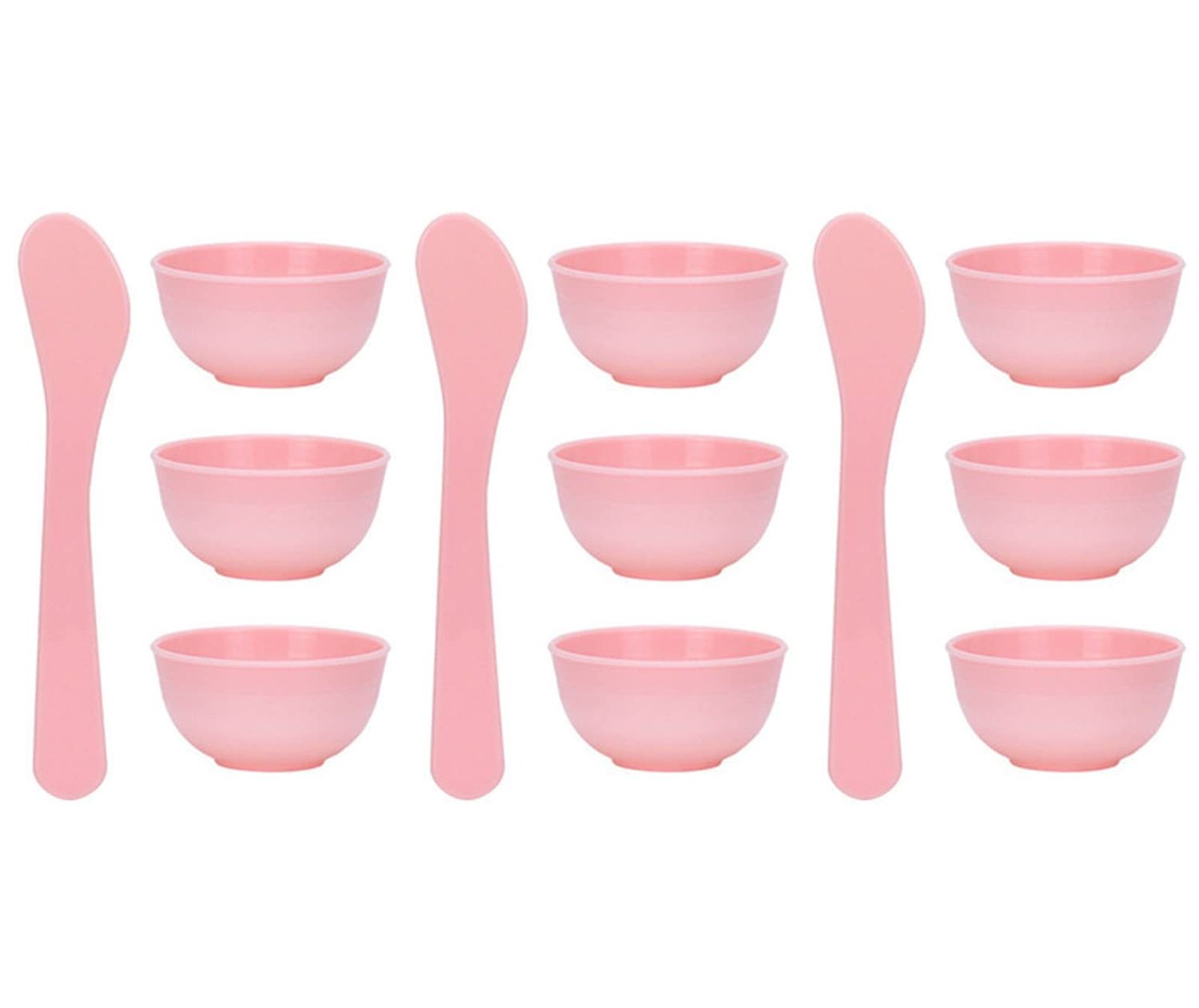 lasenersm 9 Pieces Mini Plastic Facial Mask Mixing Bowl with Stirring Spatula Facemask Bowl Mud Mask Mixing Bowl DIY Skin Care Mixing Tool Kit for Lady Women Home Beauty Salon Use, Pink
