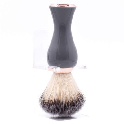 Parker Premium Synthetic Bristle Shaving Brush with Stand - Super Soft Bristles for Sensitive Skin - Deluxe Gray and Rose Gold Handle - Shaving Brush for Men & Women