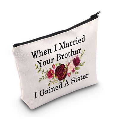 LEVLO Best Sister in law Gifts When I Married Your Brother I Gained A Sister Makeup Bags Grooms Sister Gifts (Gained A Sister-2)