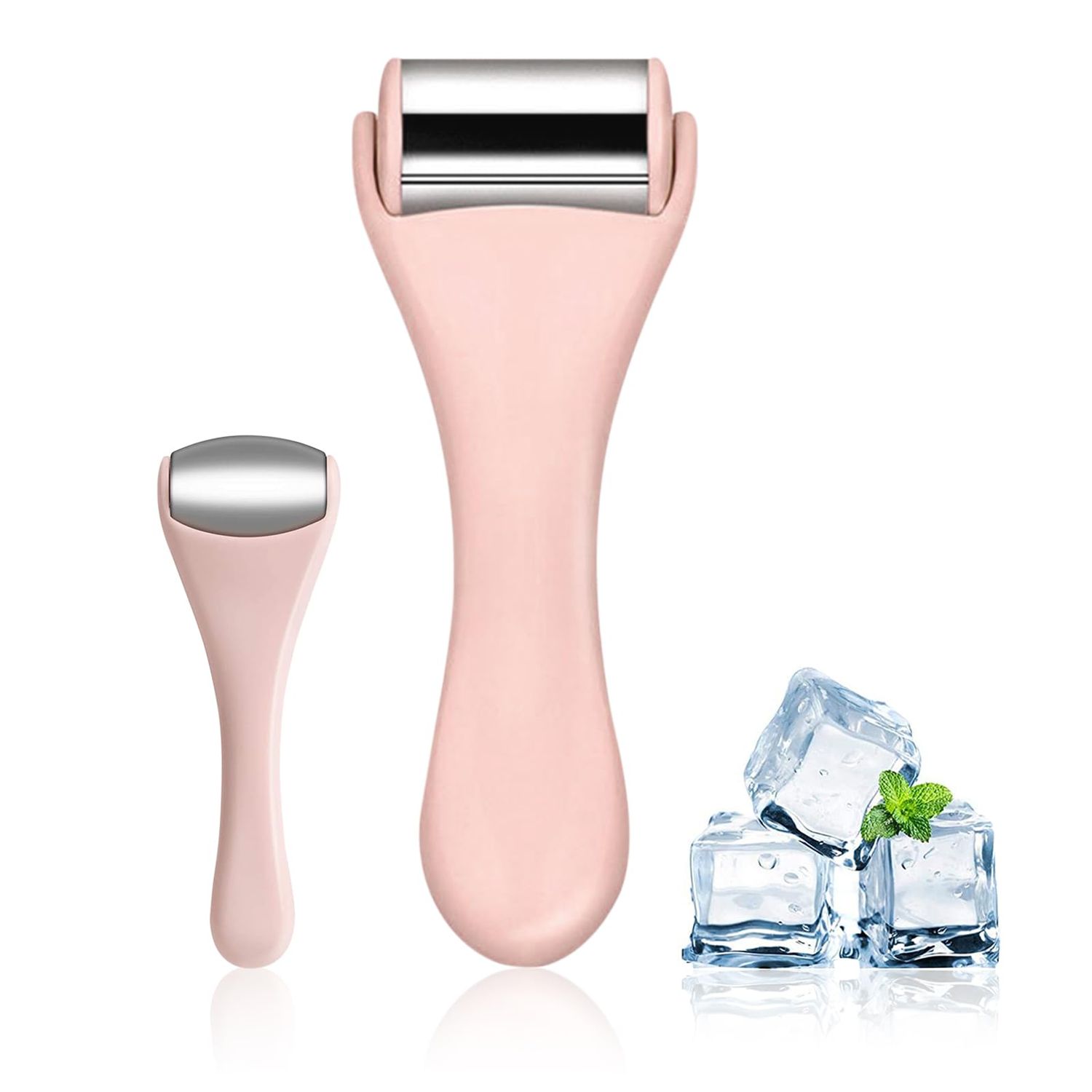 Ice Roller for Face &amp; Eye, Facial Roller and Eye Massager Roller, Ice Roller for Body, Face, Tighten Pores, Migraine Relief Pain Relief Eye Puffiness Relief for Women - Face and Eye Roller 2PCS (Pink)