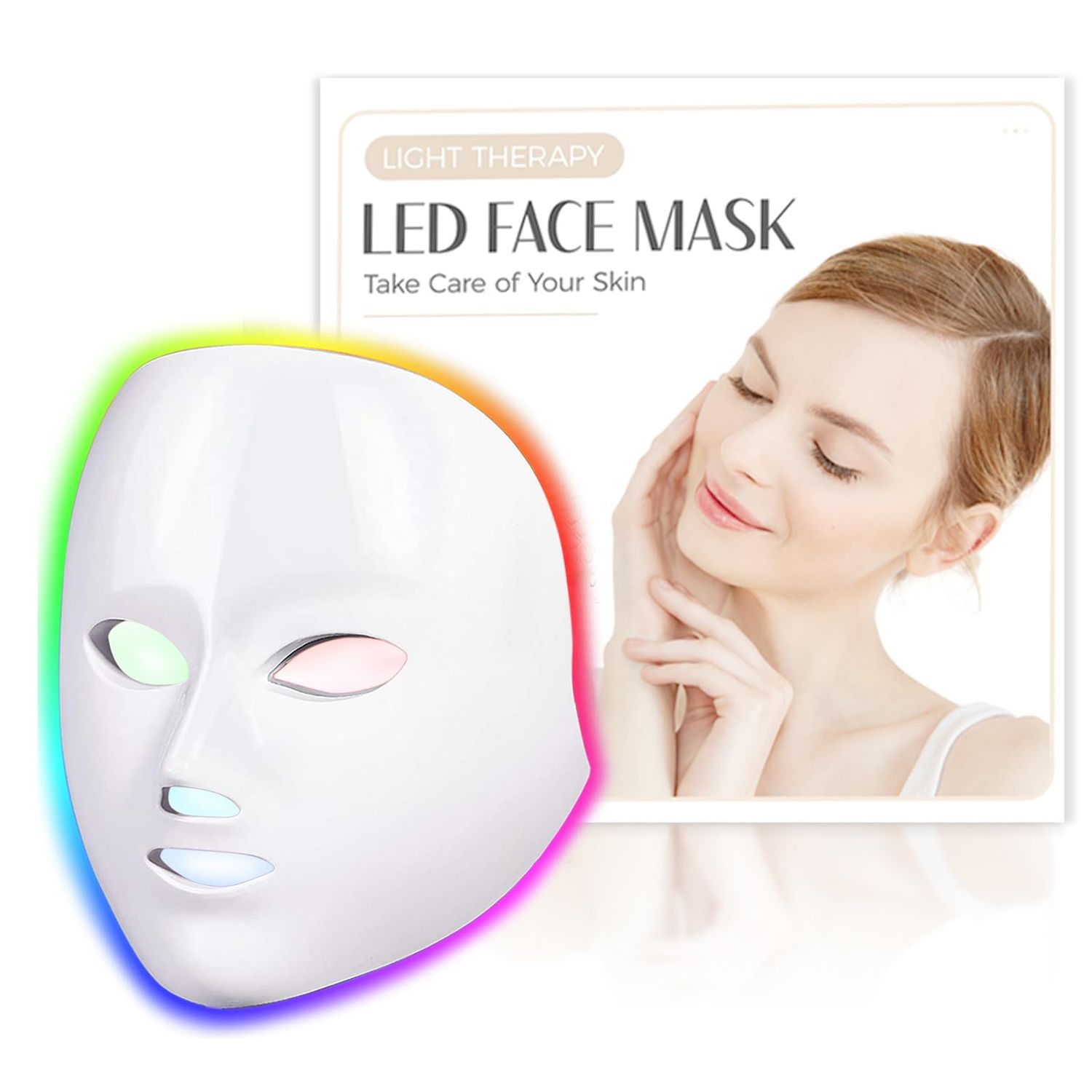 SDKWDH Red Light Therapy for Face, Led Face Mask Light Therapy, 7 Colors LED Facial Skin Care Mask