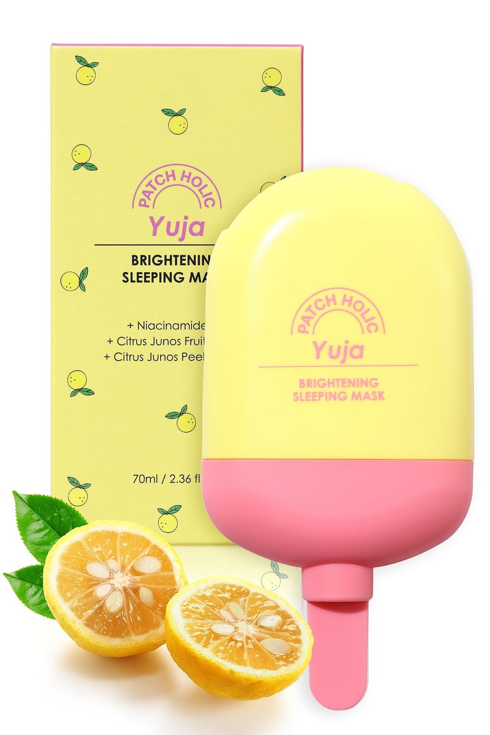 PATCH HOLIC Yuja Brightening Sleeping Mask Vitamin C Face Mask Skincare Essential | Brightening Face Masks with Hyaluronic Acid | Wrinkle Reducer &amp; Hydrating Face Masks | Beauty Face Mask 2.36 fl. oz.