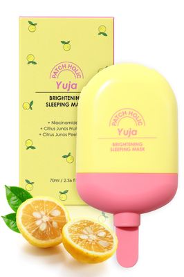 PATCH HOLIC Yuja Brightening Sleeping Mask Vitamin C Face Mask Skincare Essential | Brightening Face Masks with Hyaluronic Acid | Wrinkle Reducer &amp; Hydrating Face Masks | Beauty Face Mask 2.36 fl. oz.
