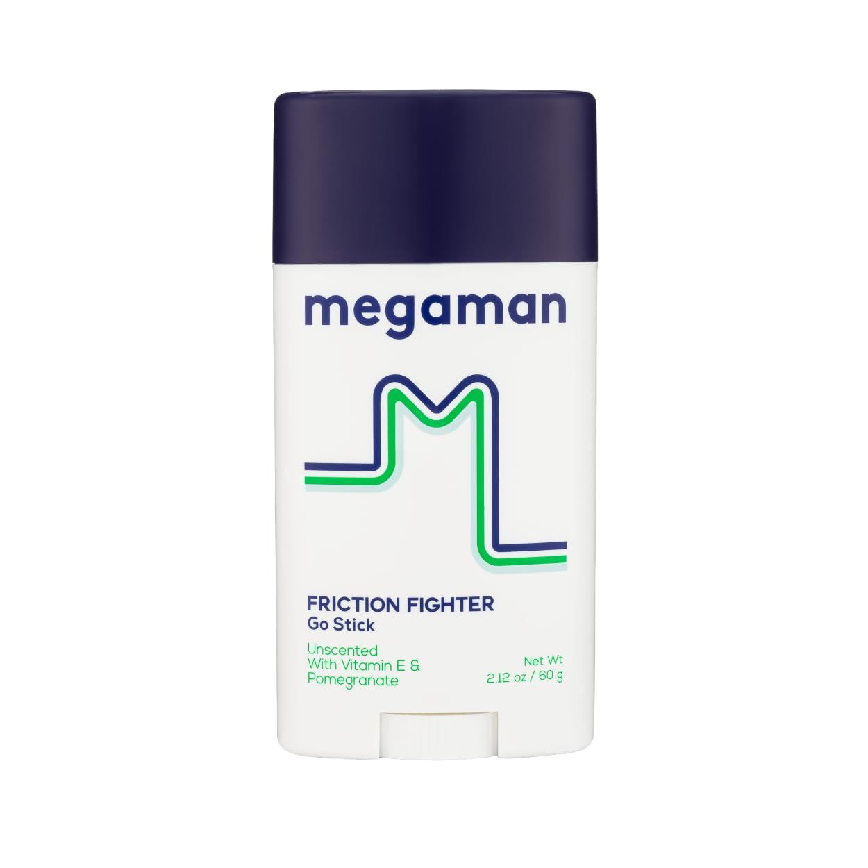 Megaman Friction Fighter Go Anti-Chafe Stick | Prevents skin chafe &amp; irritation | Thighs, arms, &amp; more | 2.12 oz