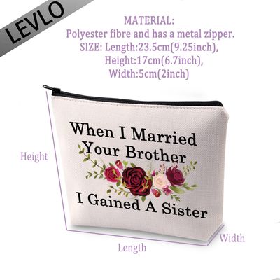 LEVLO Best Sister in law Gifts When I Married Your Brother I Gained A Sister Makeup Bags Grooms Sister Gifts (Gained A Sister-2)
