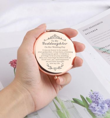 WSNANG to My Goddaughter On Wedding Day Gift Compact Makeup Mirror Godmother to Bride Gift Pocket Mirror (Goddaughter Her Mirror)
