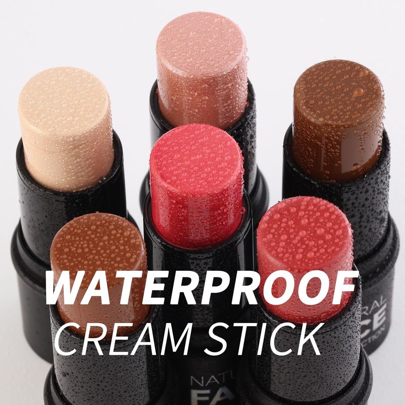 Vodisa Cream Contour Sticks 3 Pcs Highlighter Bronzer Blush Face Makeup Contouring Bronzing Pen Creme Cheek Blush &amp; Brightens Illuminator Highlight Foundation Waterproof Cosmetics Set Medium