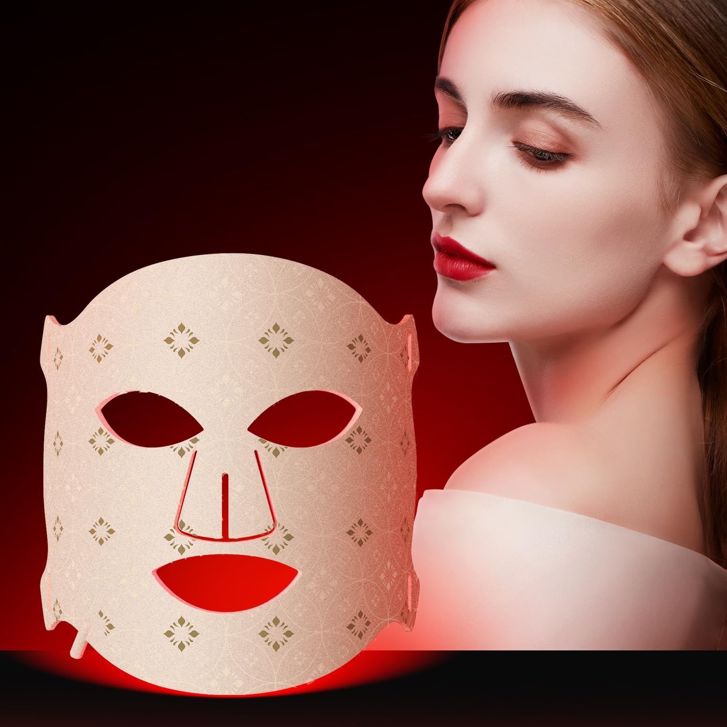 LED Face Mask Light Therapy with Red, Red+Near-Infrared &amp; Blue Light Therapy for Facial Skincare Device Facemask - Youthful Radiant Skin with Reduced Wrinkles, Fine Lines