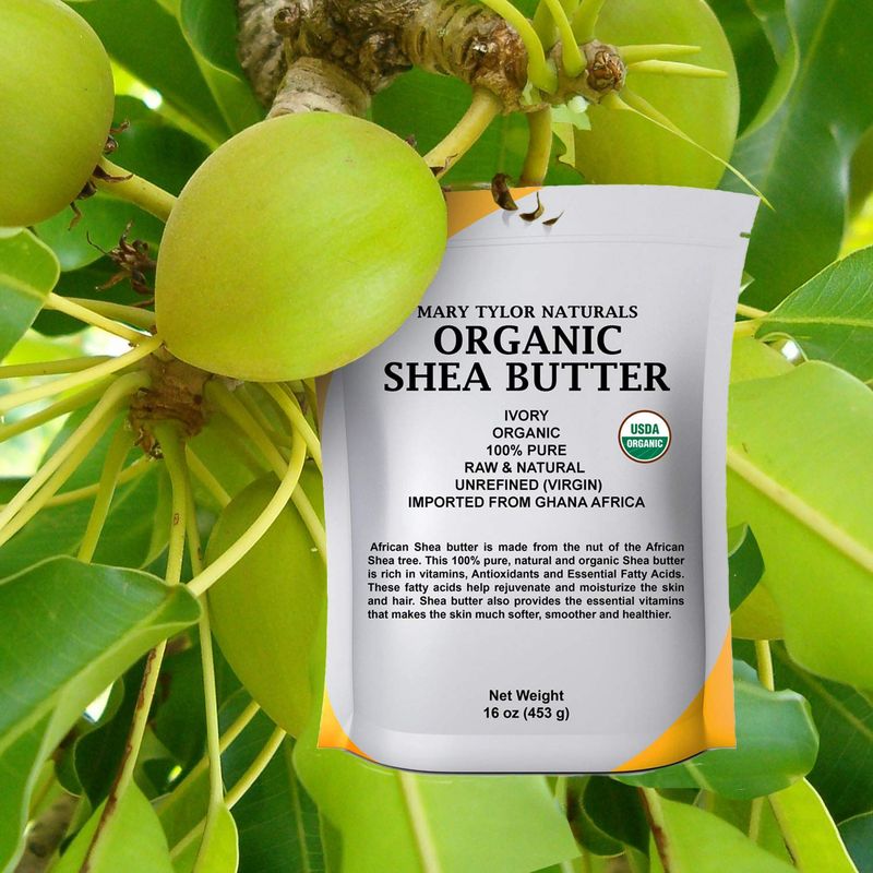 Mary Tylor Naturals Organic Shea butter 1 lb - USDA Certified Raw, Unrefined, Ivory From Ghana Africa - Great for Hair, Skin and all your DIY Projects