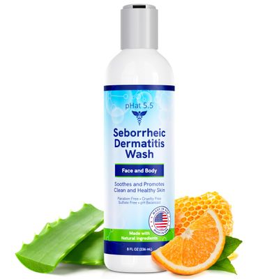 Seborrheic &amp; Atopic Dermatitis Gentle Face Wash with Manuka Honey - Natural &amp; Organic Face Cleanser &amp; Body Wash For Sensitive Skin - Hypoallergenic, Paraben Free &amp; Sulfate Free Acne Face Wash (8oz)