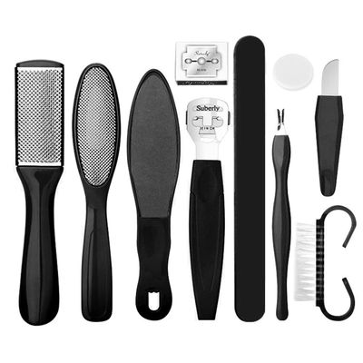 Professional Pedicure Foot Spa Set,10 in 1 Pedicure Set for Feet,Stainless Steel Foot Care Kit, Foot Rasp Dead Skin Remover Foot Pedicure Kit,Foot File Kit Foot Callus Remover (Black)