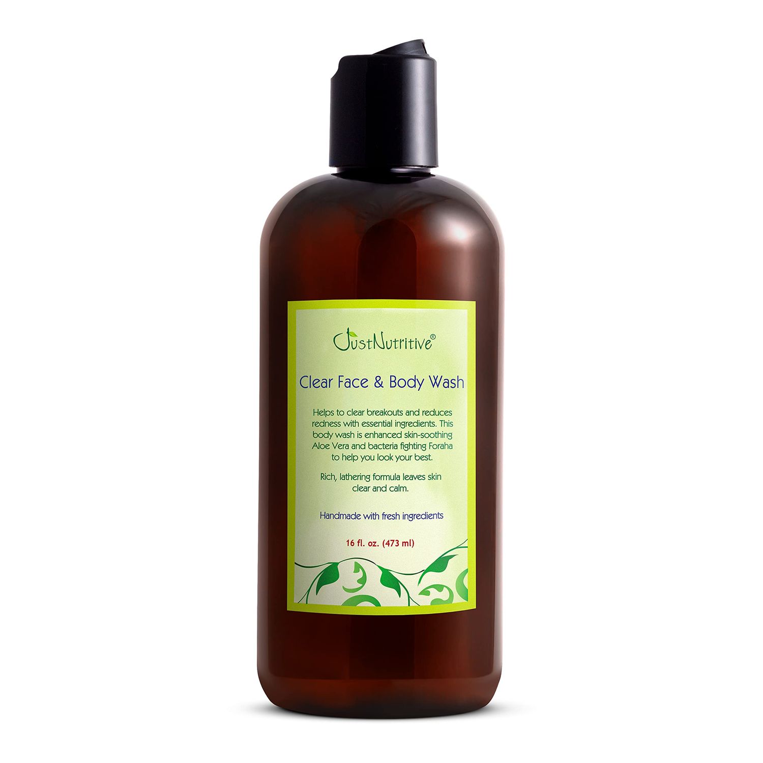 Just Nutritive Acne Clear Face and Body Wash | Adult Acne Treatment | Acne Face Wash | Face Skin Care | Back Acne Treatment | Acne Cleansers 16 Oz