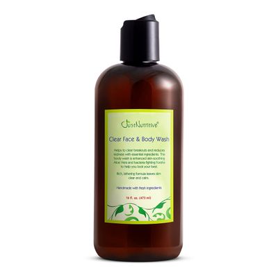 Just Nutritive Acne Clear Face and Body Wash | Adult Acne Treatment | Acne Face Wash | Face Skin Care | Back Acne Treatment | Acne Cleansers 16 Oz