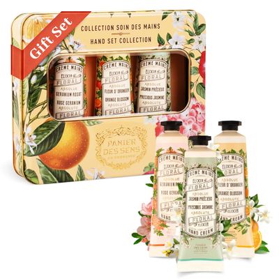 Panier des Sens - Mini Hand Cream Set - Birthday &amp; Christmas Gifts for Women - Orange Blossom, Jasmine, Geranium Natural Hand Cream - French Gift Ideas - 96% Natural - Hand Lotion Travel Size 3x1 Floz