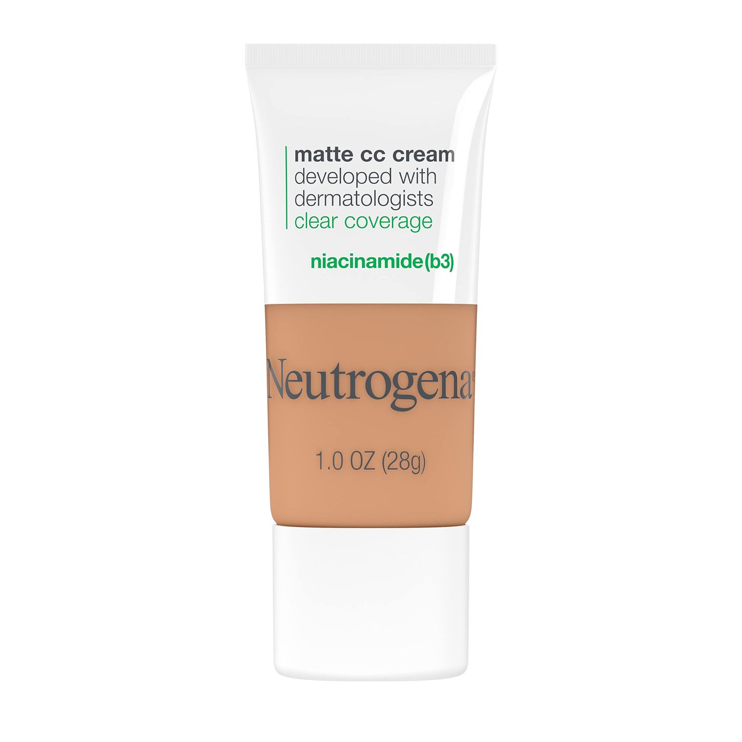 Neutrogena Clear Coverage Flawless Matte CC Cream, Full-Coverage Color Correcting Cream Face Makeup with Niacinamide (b3), Hypoallergenic, Oil Free &amp; -Fragrance Free, Wheat, 1 oz