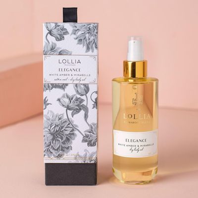 Lollia Elegance Dry Body Oil, 6.8 Fl. Oz. - White Amber &amp; Mirabelle - Womens Body Oil, Scented Body Oil, Moisturizing Body Oil, Dry Body Oil for Women, For All Skin Types