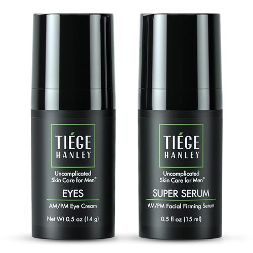 Tiege Hanley Eye Cream &amp; Face Serum Set, Advanced Anti-Aging Bundle - Dark Circle &amp; Under Eye Cream for Puffiness &amp; Bags - Firms, Plumps, Hydrates, &amp; Repairs Skin - Eye Wrinkle Cream for Men