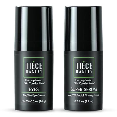 Tiege Hanley Eye Cream &amp; Face Serum Set, Advanced Anti-Aging Bundle - Dark Circle &amp; Under Eye Cream for Puffiness &amp; Bags - Firms, Plumps, Hydrates, &amp; Repairs Skin - Eye Wrinkle Cream for Men
