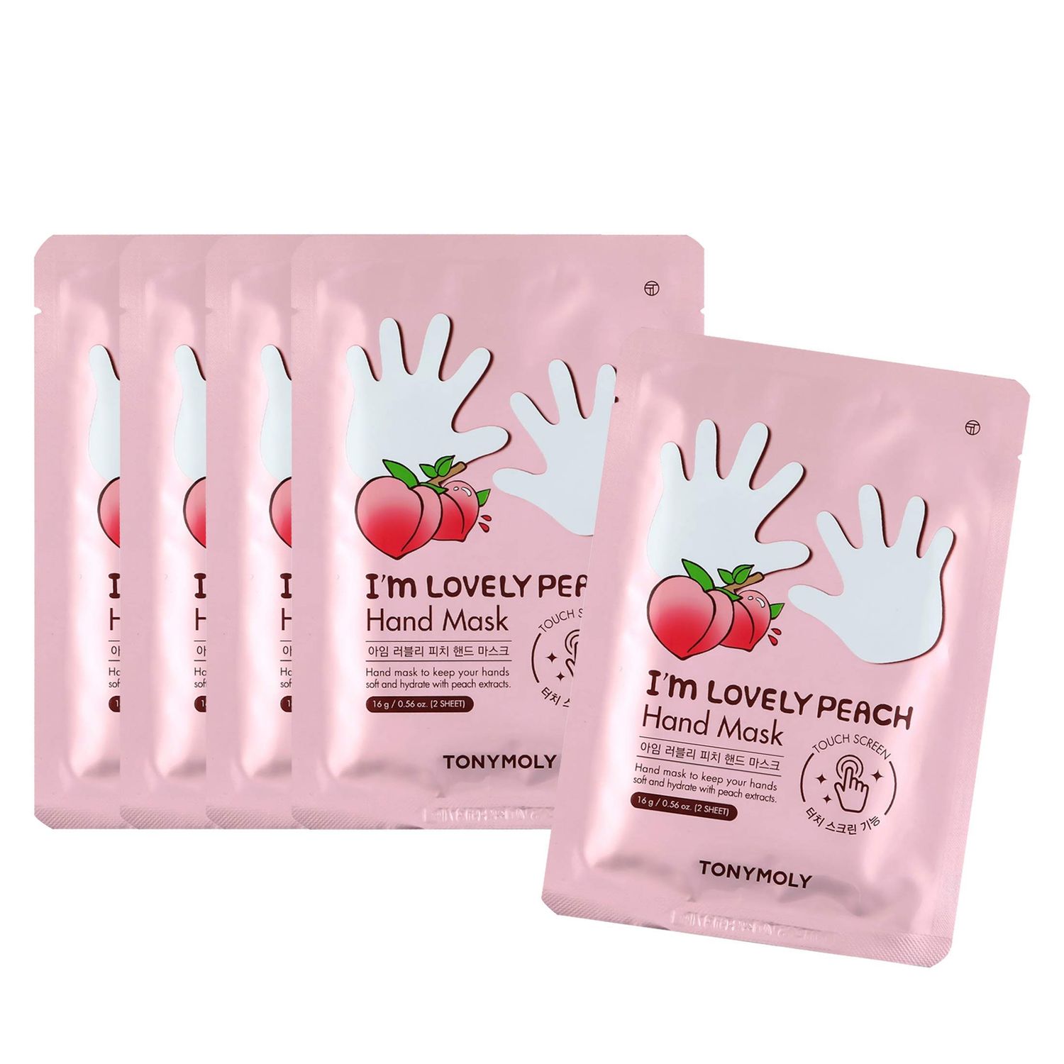 TONYMOLY I&#39;m Lovely Peach Hand Mask, 2 Count (Pack of 5)