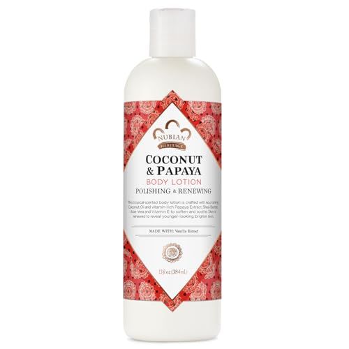 Nubian Heritage Body Lotion, Coconut &amp; Papaya - Polishing &amp; Renewing Shea Butter Lotion Set with Aloe Vera, Vitamin E &amp; Vanilla Extract, 13 Oz
