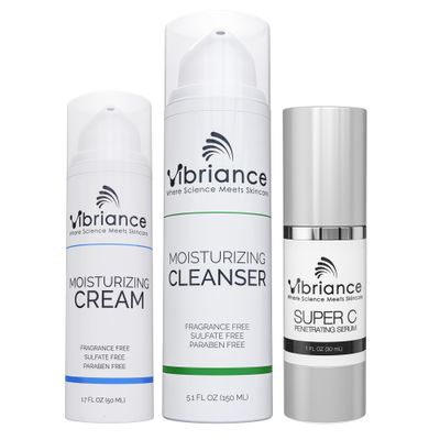 Vibriance Bundle Skincare Set | Super C Serum, Moisturizing Cleanser and Face Cream | Complete Kit for Radiant Beauty