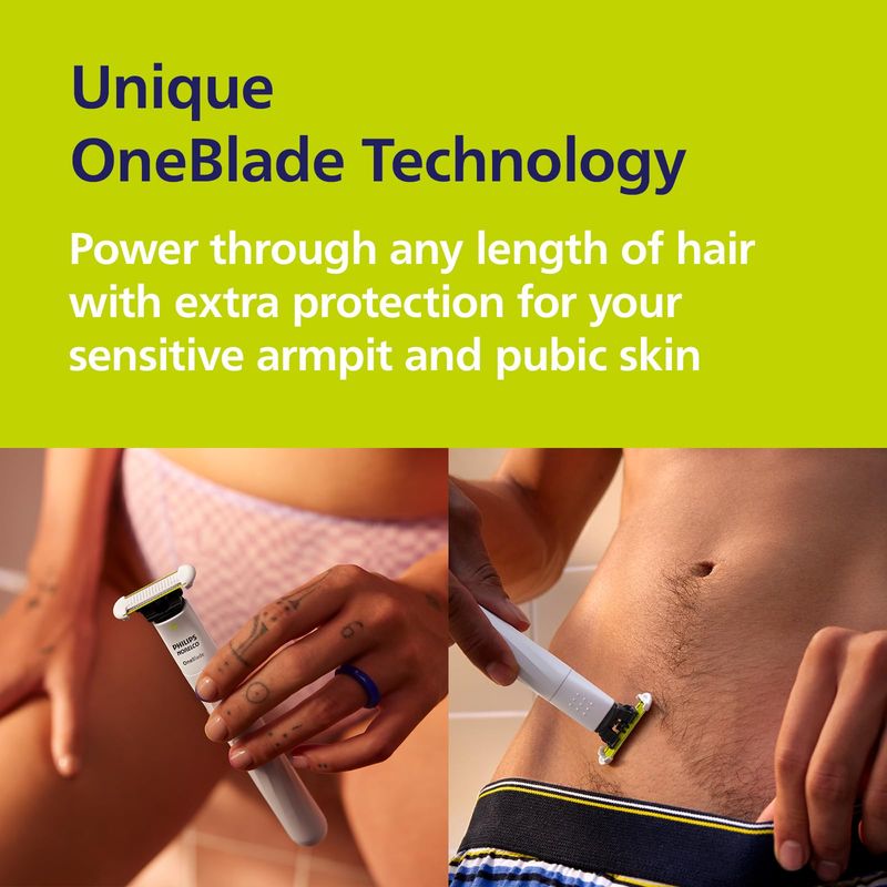 Philips Norelco OneBlade Intimate, Designed for Pubic Grooming, Trim &amp; Shave with Extra Skin Protection, Model QP1924/70