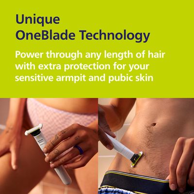 Philips Norelco OneBlade Intimate, Designed for Pubic Grooming, Trim &amp; Shave with Extra Skin Protection, Model QP1924/70
