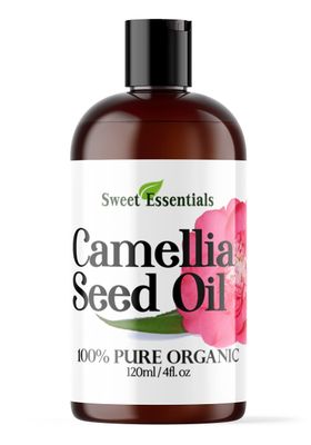 Sweet Essentials Organic Camellia Seed Oil | Imported From Japan | 4oz Bottle | 100% Pure | 100% Organic | For Hair &amp; Skin Use | Japanese Beauty Oil | Camellia Oleifera