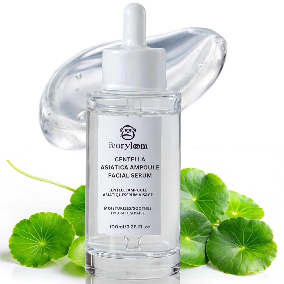 ivoryloom Centella Asiatica Ampoule Serum - 100ML / 3.38 Fl. Oz | Gentle on Sensitive Skin | Lightweight, Non-Sticky Hydration | Soothing Care in Every Drop