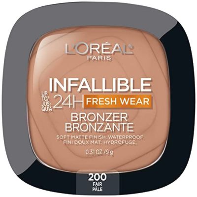 L&#39;Oreal Paris Infallible Up to 24H Fresh Wear Soft Matte Longwear Bronzer. Waterproof, heatproof, transfer, humidity and sweatproof, Fair, 0.31 oz