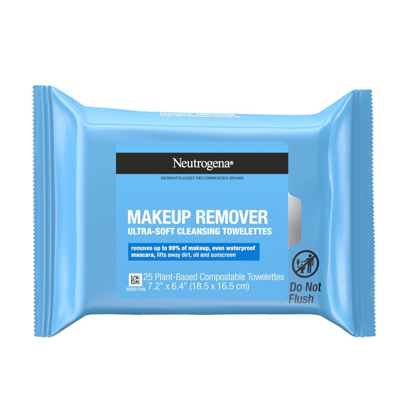 Neutrogena Makeup Remover Wipes, Daily Facial Cleanser Towelettes, Gently Cleanse and Remove Oil &amp; Makeup, Alcohol-Free Makeup Wipes, 25 ct, 6 Pack