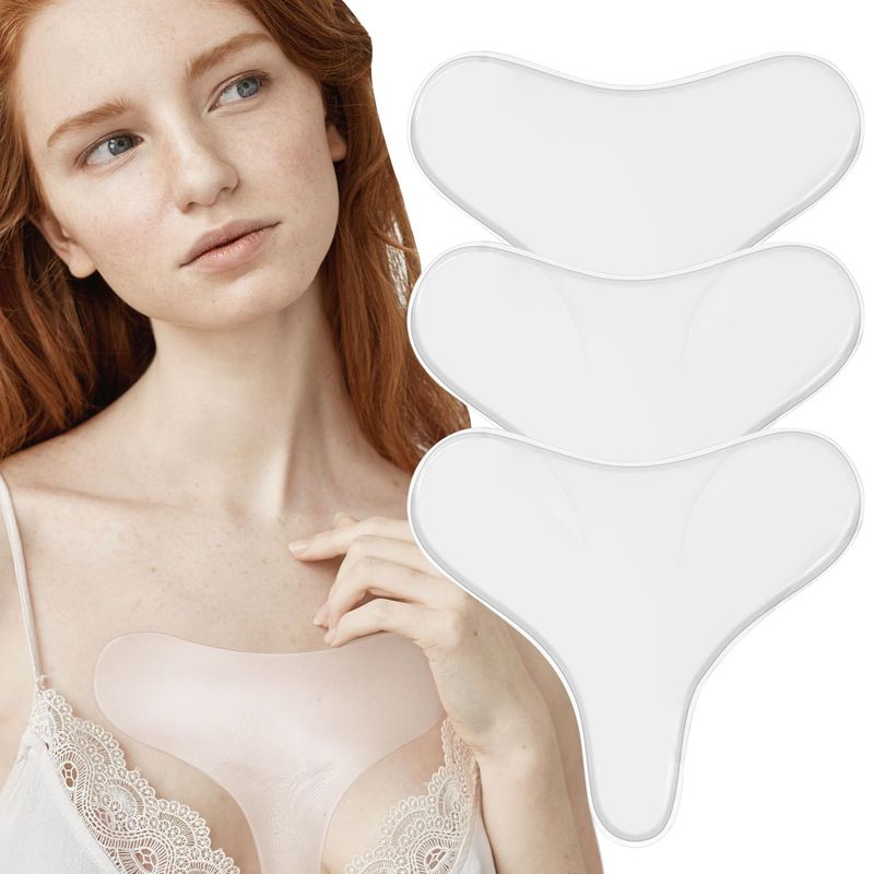 Reusable Wrinkle Patches - Silicone Fusion Treatment Forehead Patches for Brow Lift, Wrinkle Smoothers, Reduce Frown Lines &amp; Face Lift - 3 Pack (Chest)