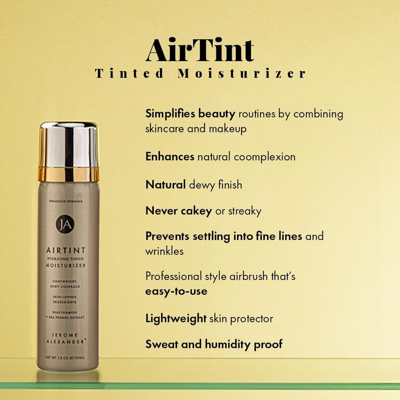 Jerome Alexander MagicMinerals AirTint Tinted Moisturizer AirBrush Spray Light | Tinted Moisturizer Spray with Anti-Aging Ingredients | Medium Dark |2PC
