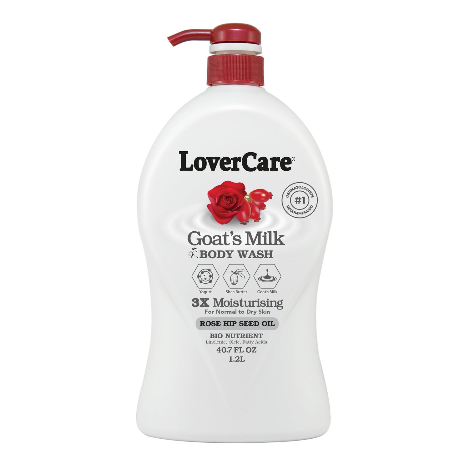 Lover&#39;s Care Goat&#39;s Milk Moisturizing Body Wash Shower Cream Rose Hip Seed Oil 40.7 Fl.Oz - Single