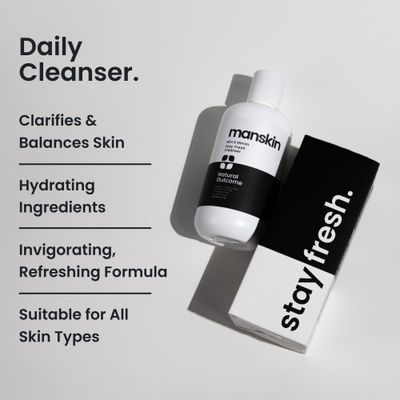 natural outcome Man Skin Face Wash Cleanser Skin Care - Mint &amp; Marula Refreshing Facial Cleansing Gel For Men Sulfate Free 8 oz