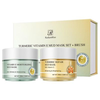 OKADY Clay facial mask set - vitamin E and turmeric clay facial mask, used to clean pores, remove blackheads, moisturize, Face Masks Skincare, Gifts Set for Women