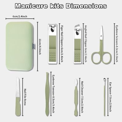 Manicure Kit Valentine Gift for Teacher- Manicure Set, Nail Clippers Kit, 7 Pcs Manicure and Pedicure Kit, Green Nail Care Kit Valentine Easter Gifts For Men Dad Husband Boyfriend Father Women Mom