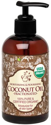 US Organic Fractionated Coconut MCT Oil (Liquid Coconut Oil), USDA Certified Organic, Non-GMO, Perfect for massage, carrier oil for DIY blends, Hair, Skin care. 100% Pure, Hexane-Free (8 oz)