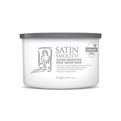 Satin Smooth Ultra Sensitive Zinc Oxide Wax, Hair Removal for Fine to Medium Hair, Safe for Delicate &amp; Sensitive Skin, Waxing Kit, 14 oz, 1-Pack