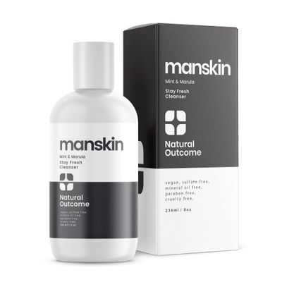 natural outcome Man Skin Face Wash Cleanser Skin Care - Mint &amp; Marula Refreshing Facial Cleansing Gel For Men Sulfate Free 8 oz