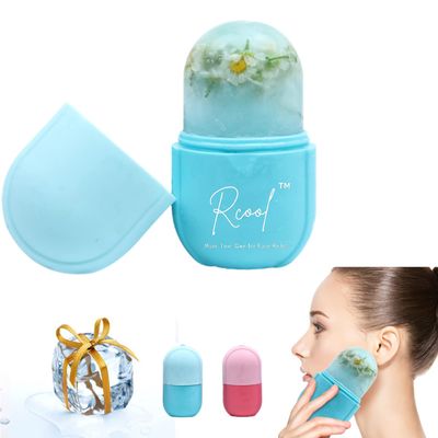 Rcool Ice Face Roller &amp; Gua Sha,Face Massager,Facial Beauty Ice Roller Skin Care Tools,Skin Care Products-for Face&amp;Eyes,Remove Fine Lines,Shrink Pores,Reduce Acne and Lubricate The Skin. (Blue)
