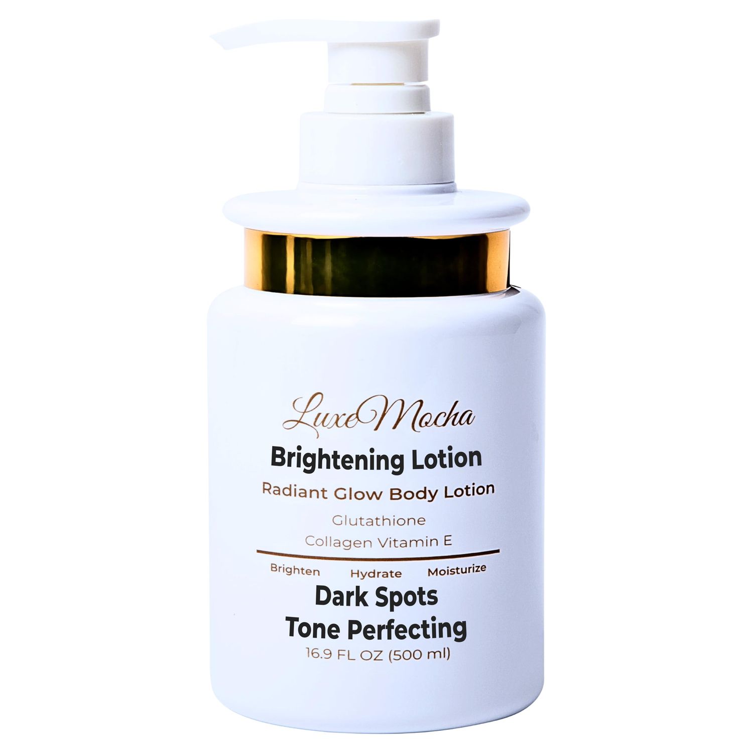 LuxeMocha Skin Brightening Lotion | Glutathione cream, Collagen, Vitamin E, Dark Spots, Fine Lines &amp; Wrinkles, Even SkinTone, brightening lotion for body, 16.9 Fl Oz Bottle