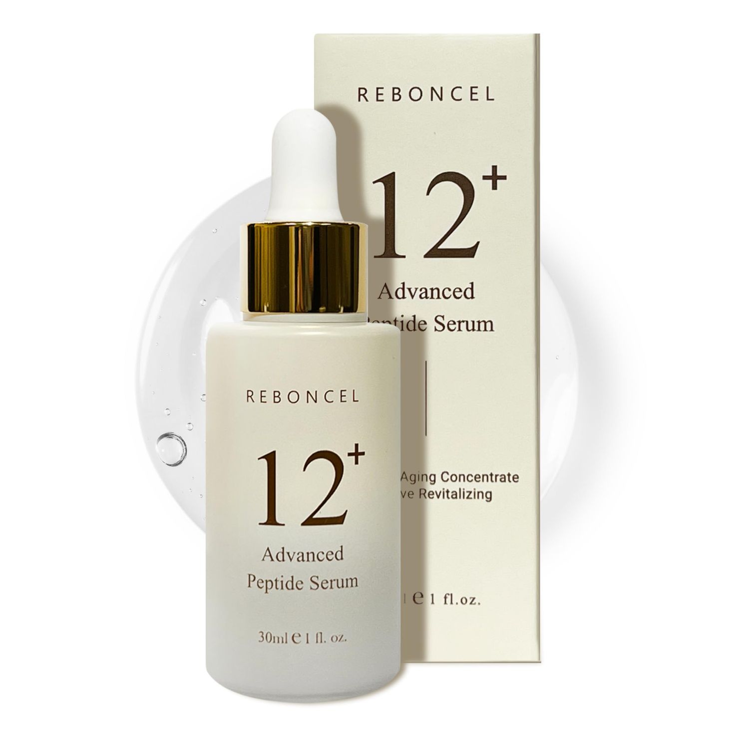REBONCEL 12+ Advanced Peptide Collagen Serum for Wrinkles, Elasticity, Korean skincare Anti-aging concentrated face serum (1 Fl.oz, 30mL)