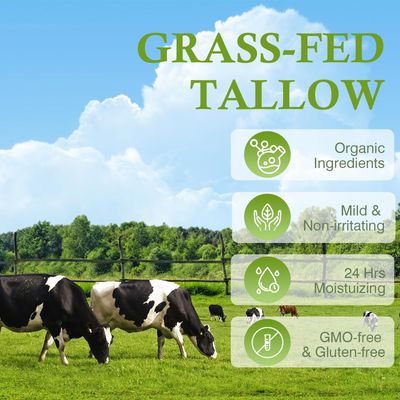 mkzea Beef Tallow, Beef Tallow for Skin, Tallow Face Moisturizer, Unscented 100% Organic Beef Tallow Blam Grass Fed Whipped Tallow Face Cream Moisturizer Body Lotion Skin Care